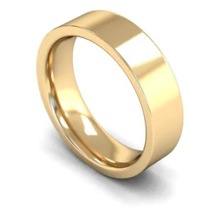 18ct Yellow Gold Heavyweight Flat Court/Edge 6mm Wedding Ring