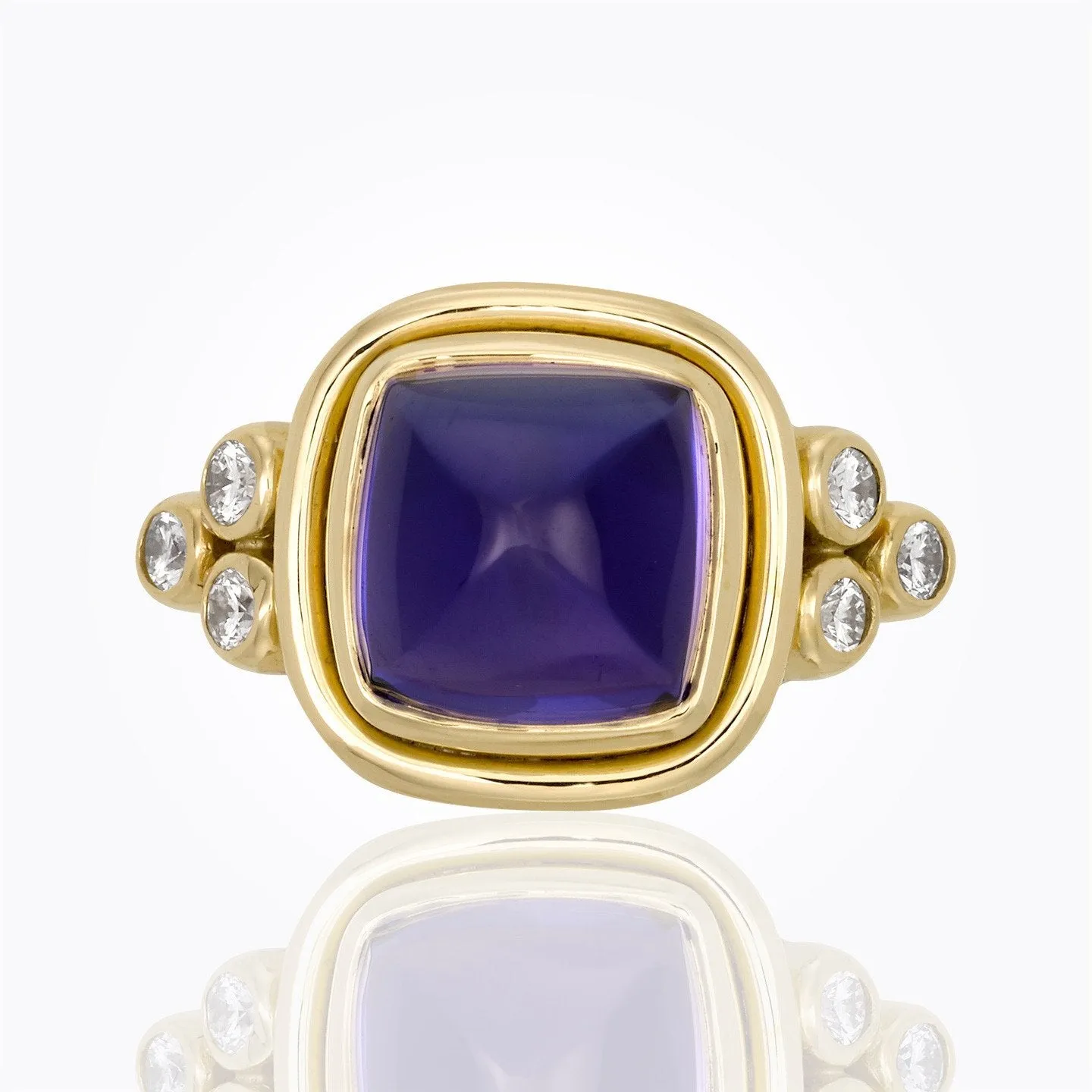 18K Classic Cushion Ring with tanzanite and diamond