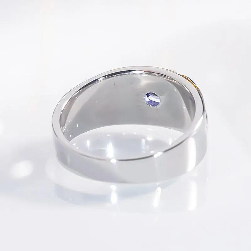 18K White Gold-Plated Blue Sapphire Ring