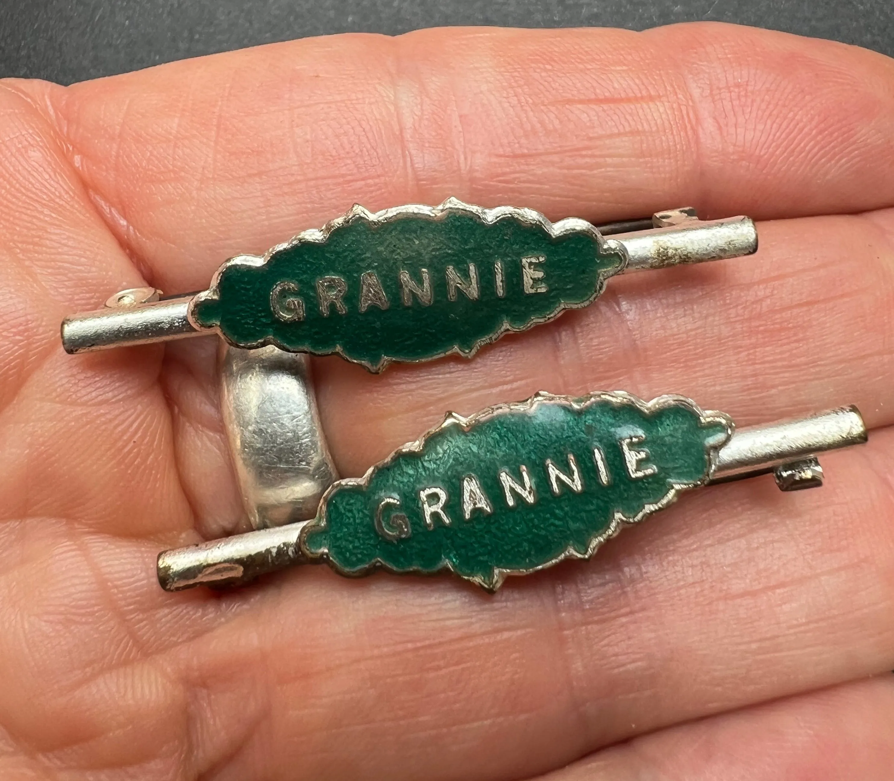 1940s Enamel GRANNIE brooch