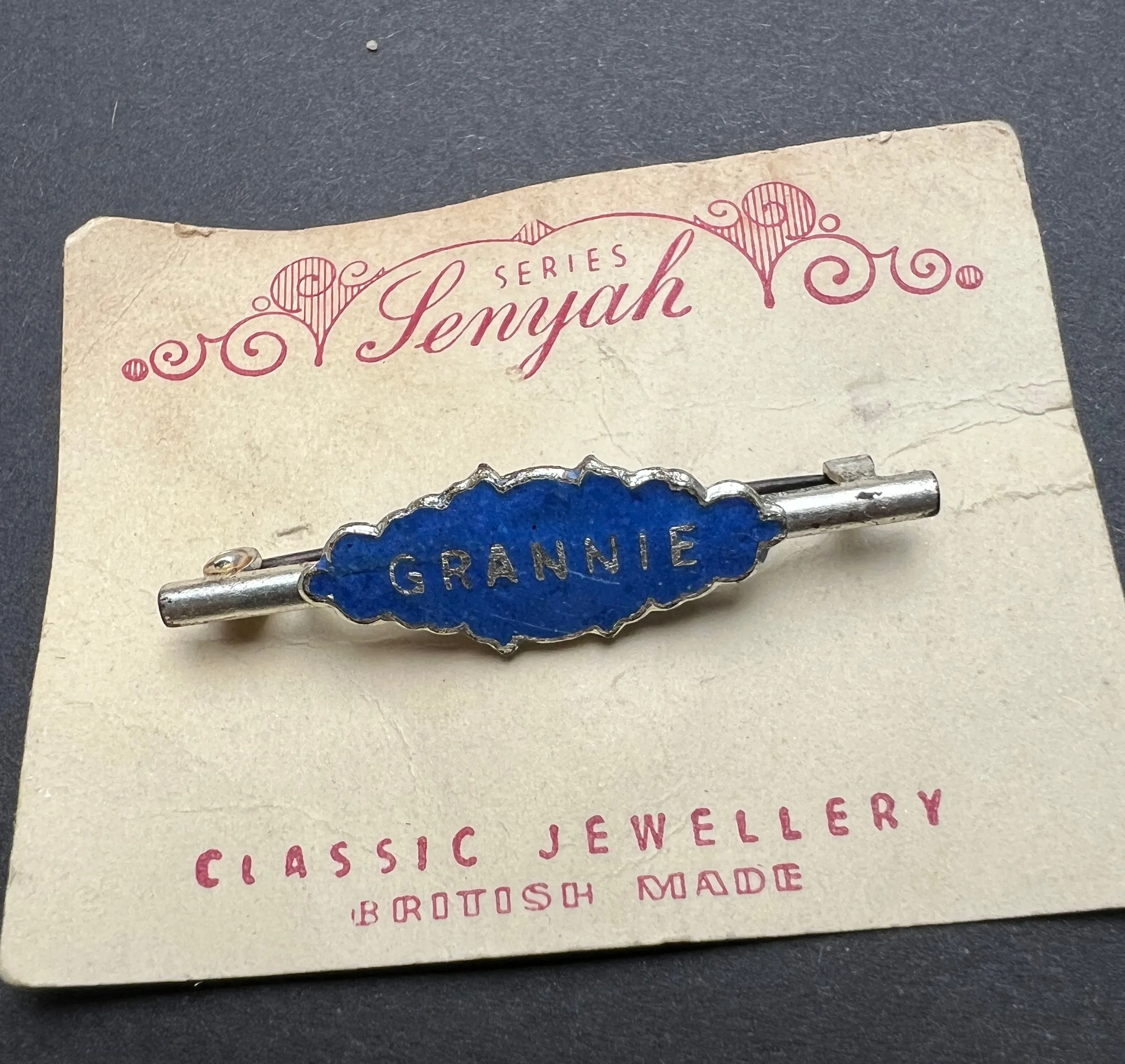 1940s Enamel GRANNIE brooch