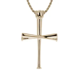 2.0 Baseball Bat Cross Necklace | Gold