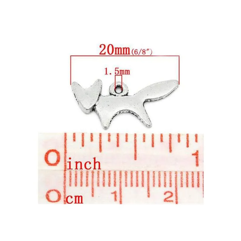 20 Pcs Tibetan Silver FOX 20mm x 10mm  Charms Pendants, Lead & Nickel Free Metal Charms Pendants Beads