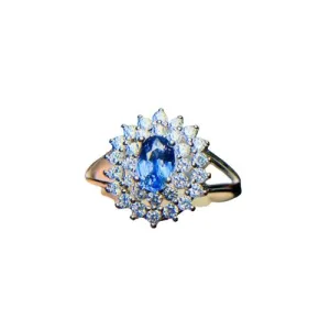 4mm*6mm Natural Sapphire 925 Sterling Silver Ring