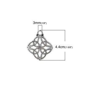 5 Pcs Tibetan Silver CELTIC KNOT CARVED HOLLOW 40mm x 34mm Charms Pendants, Lead & Nickel Free Metal Charms Pendants Beads