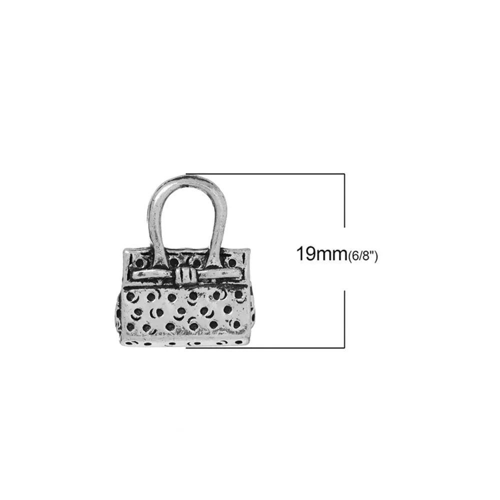 5 Pcs Tibetan Silver HANDBAG 3D 19mm x 16mm Charms Pendants, Lead & Nickel Free Metal Charms Pendants Beads