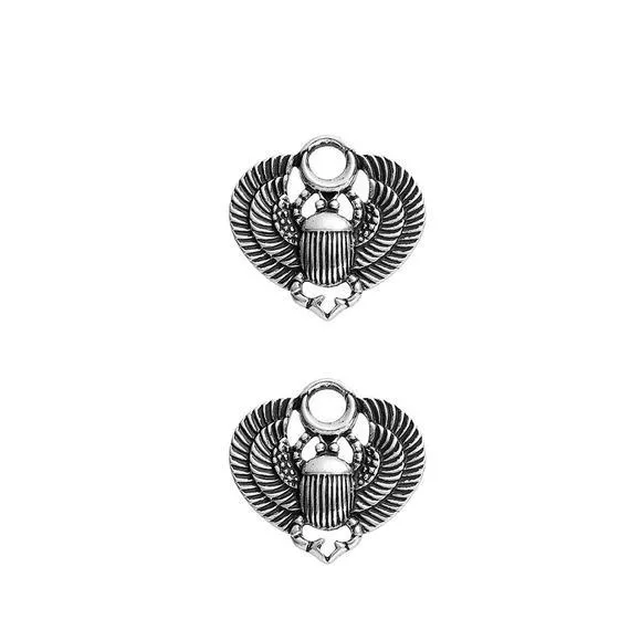 5 Pcs Tibetan Silver Scarab Beetle Egyptian 27mm x 26mm Charms Pendants