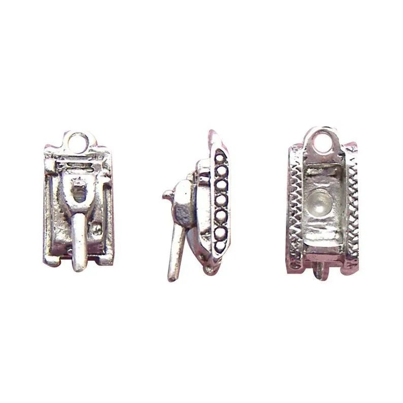 5 Pcs Tibetan Silver Tank Army Weapons 17mm x 8mm 3D Charms Pendants