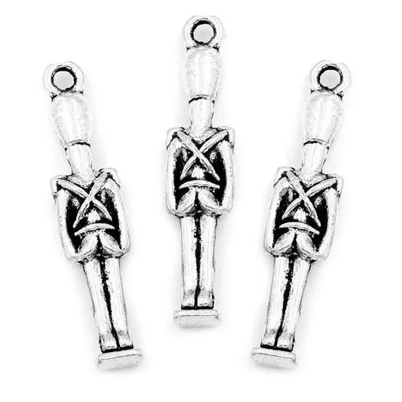 5 Pcs Tibetan Silver Toy Soldier Grenadier Guard London 31X7mm 3D Charms Pendants