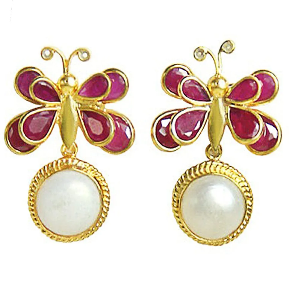 92.5 Silver Butterfly Earring With Pearl Drop