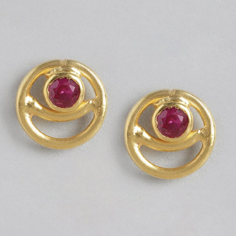 92.5 Silver Red Spiral Stud Earrings