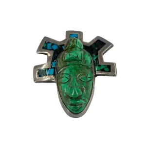 925 STERLING SILVER AZTEC Blue Women's Brooch PIN