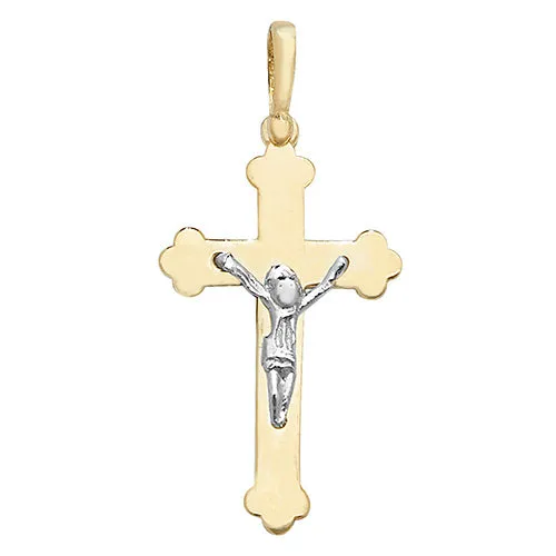 9CT GOLD 2 TONE CRUCIFIX PENDANT