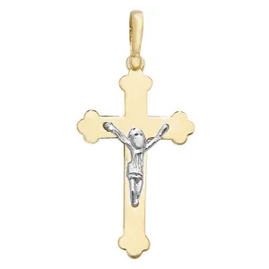 9CT GOLD 2 TONE CRUCIFIX PENDANT