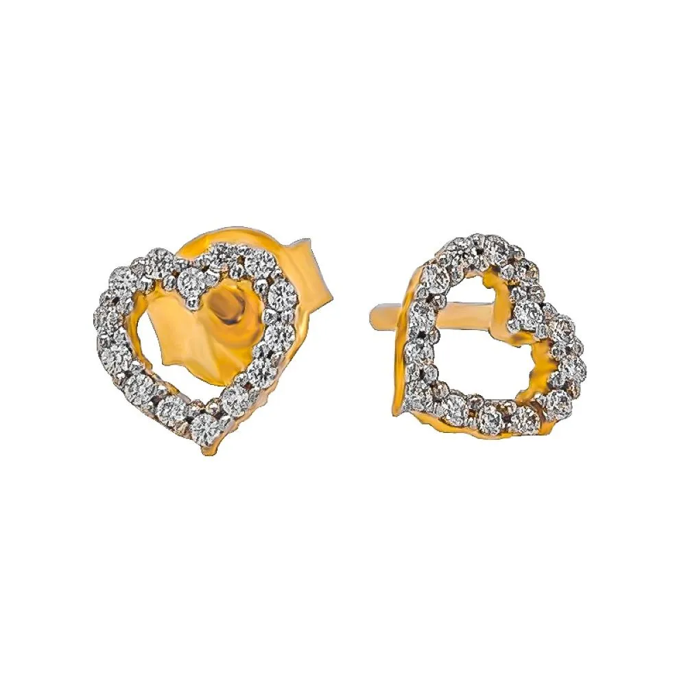 9ct Gold Cubic Zirconia Heart Stud Earrings