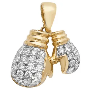 9CT GOLD CZ DOUBLE BOXING GLOVE PENDANT