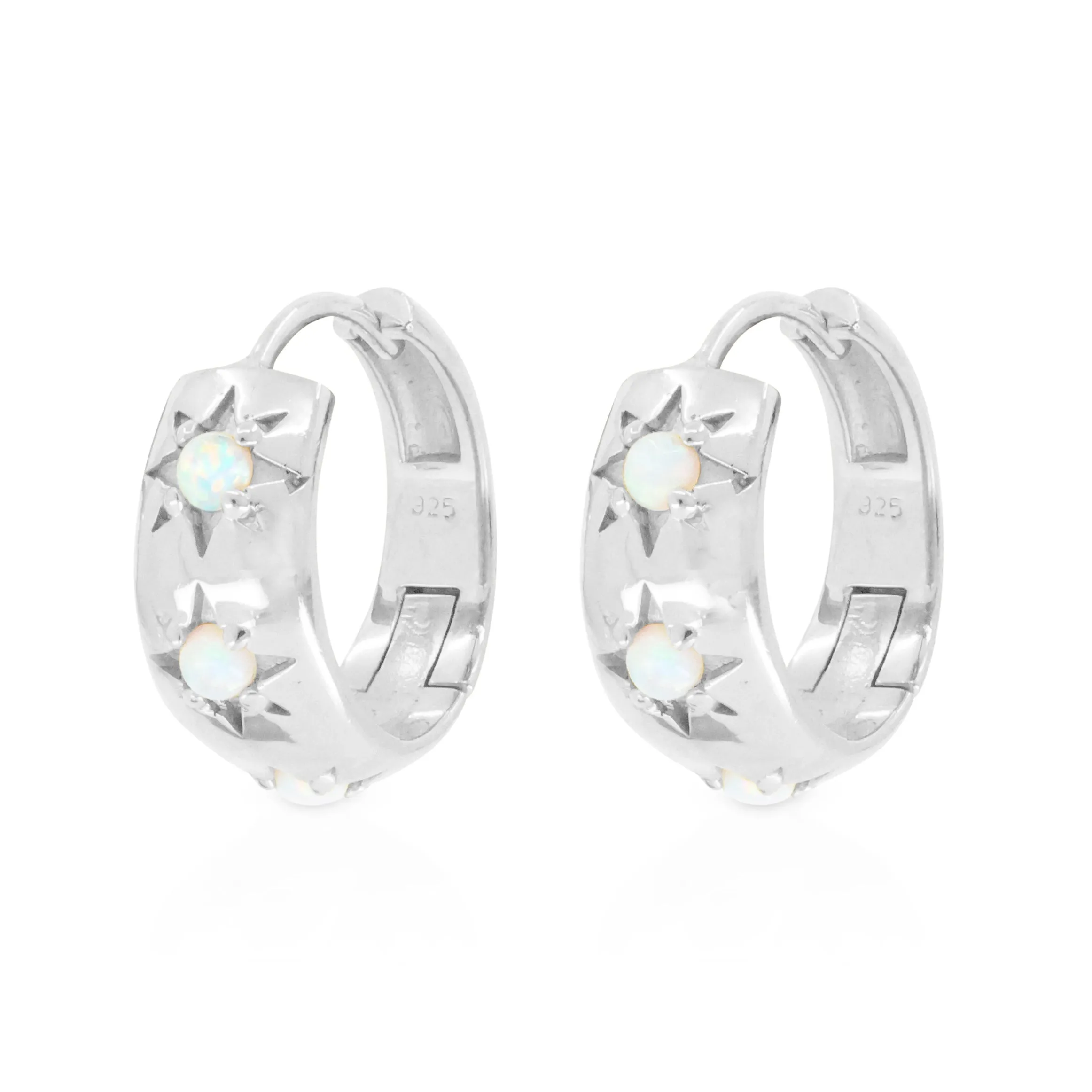 Alina Opal Silver Hoops