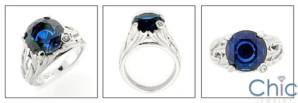 Anniversary 5 Ct Sapphire Round Stone Cubic Zirconia Cz Ring