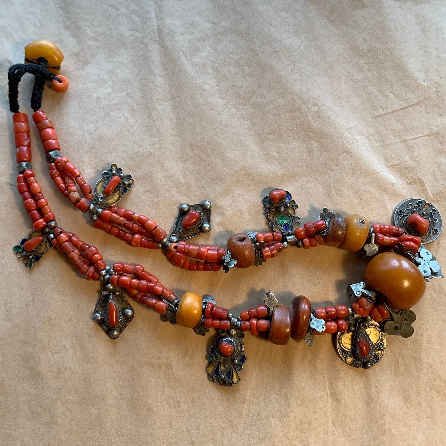 Antique Berber Beads and Pendants Necklace