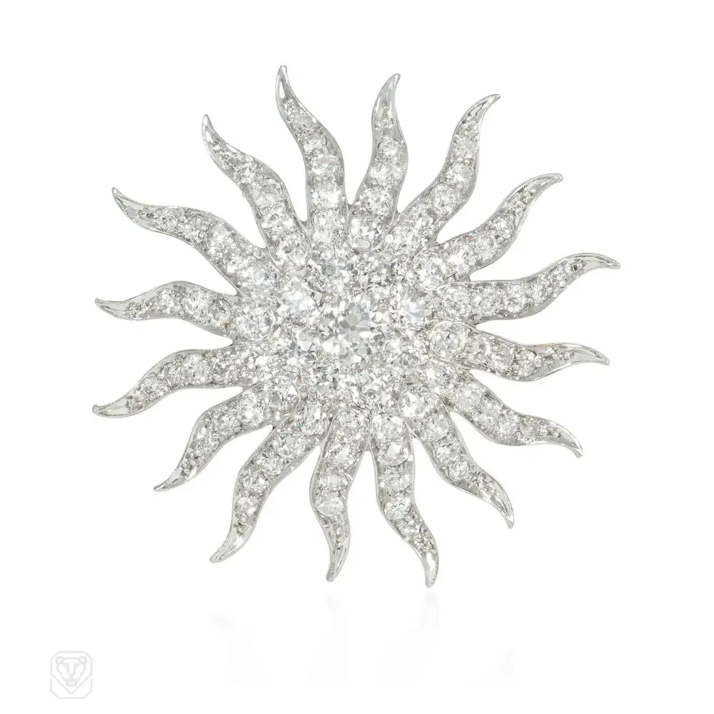 Antique diamond starburst pendant/brooch