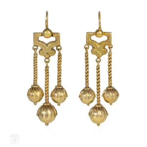 Antique Etruscan style girandole pendant earrings