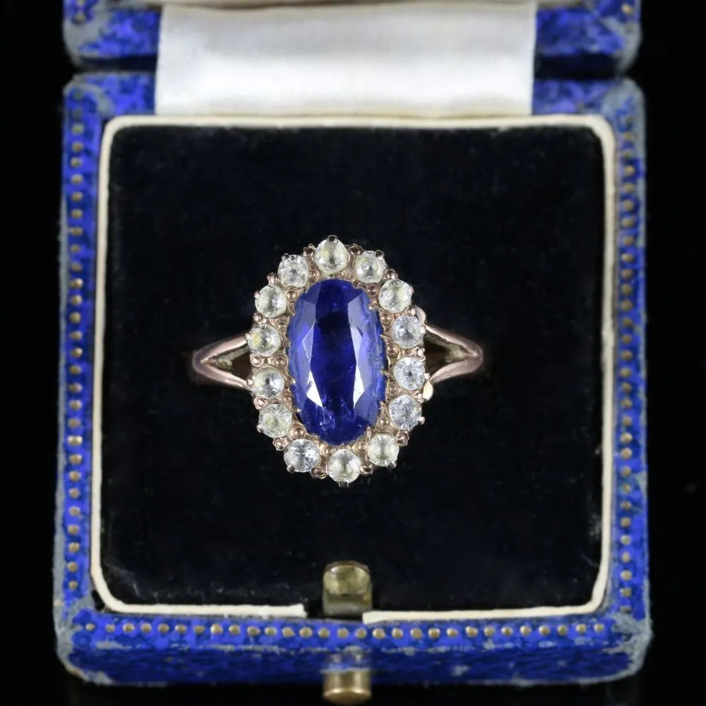 Antique Victorian Sapphire Ring 9Ct Gold Circa 1880