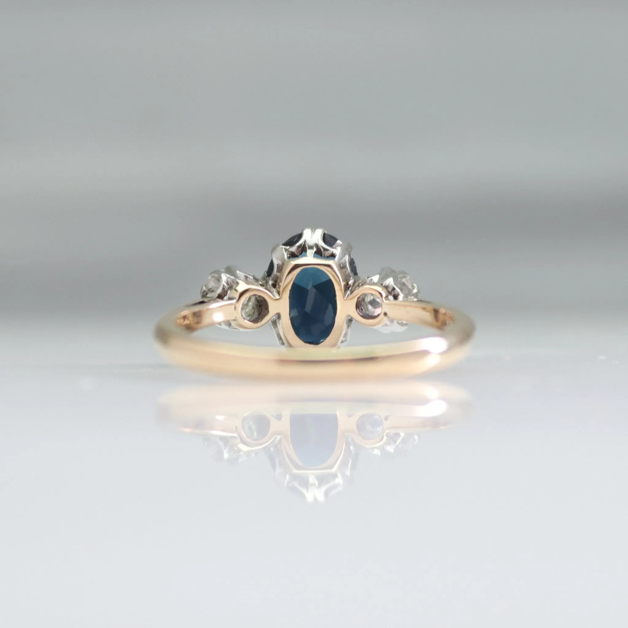 Art Deco Sapphire and Diamond Three Stone Ring