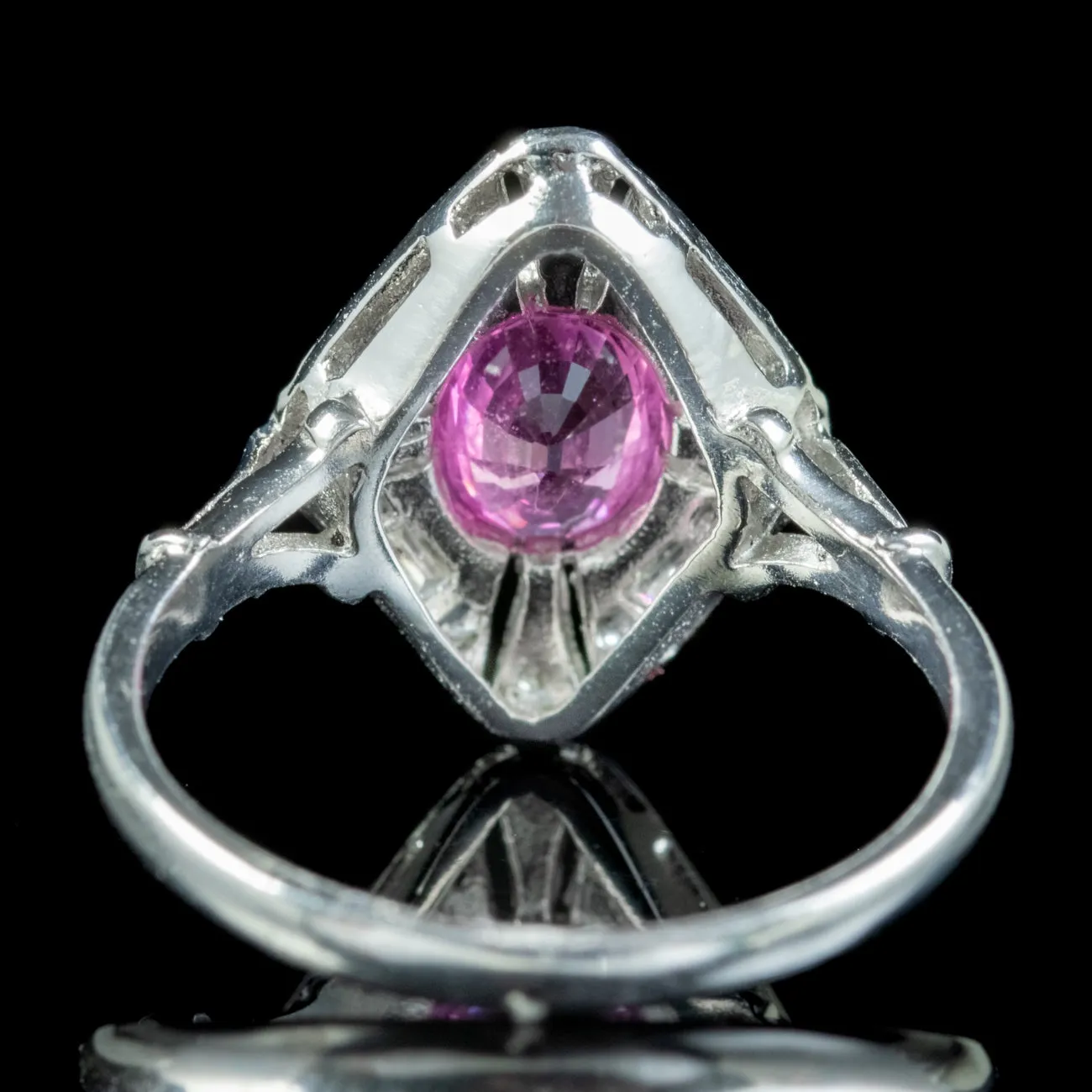 Art Deco Style Pink Sapphire Diamond Cluster Ring 1.20ct Sapphire