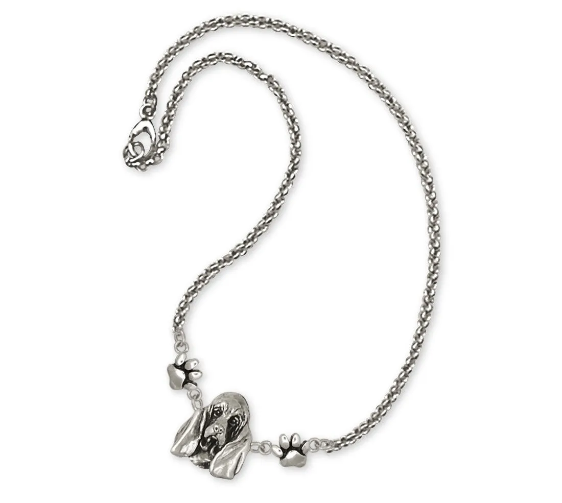 Basset Hound Ankle Bracelet Jewelry Sterling Silver Handmade Dog Ankle Bracelet BAS6-A