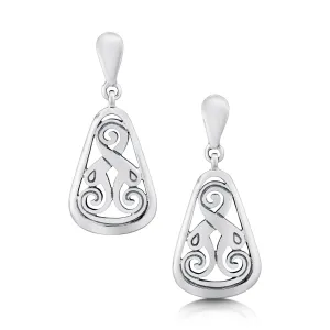 Birsay Disc Drop Earrings in Sterling Silver