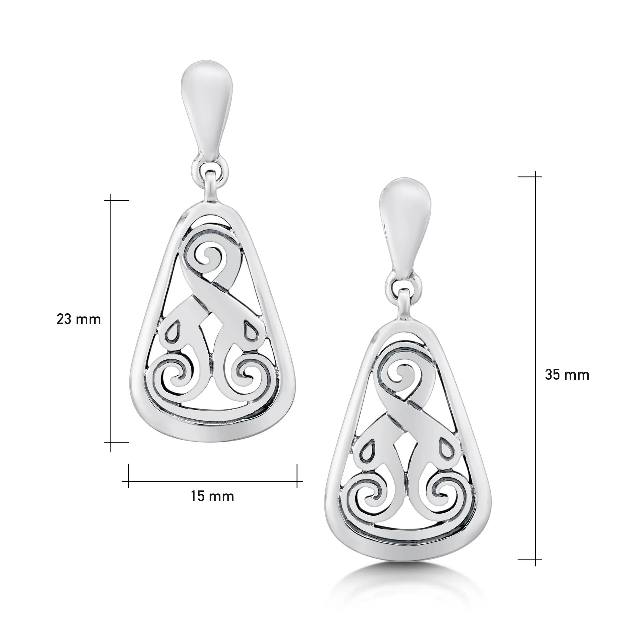 Birsay Disc Drop Earrings in Sterling Silver