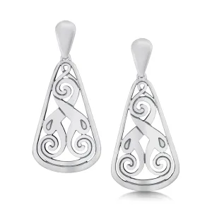 Birsay Disc Large Drop Earrings in Sterling Silver