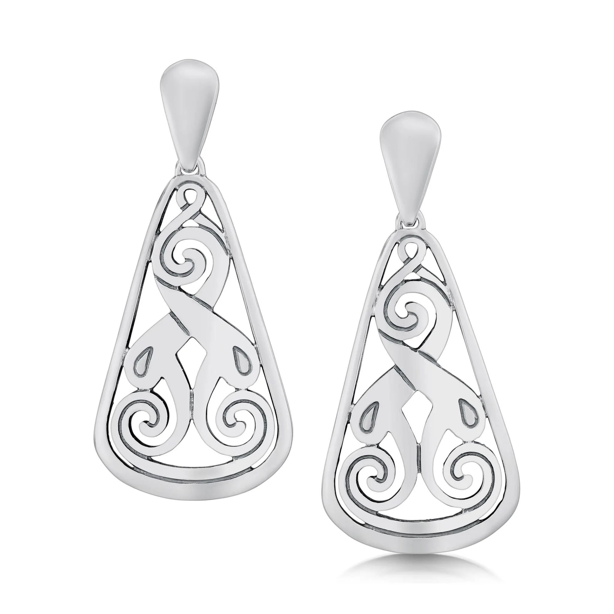 Birsay Disc Large Drop Earrings in Sterling Silver