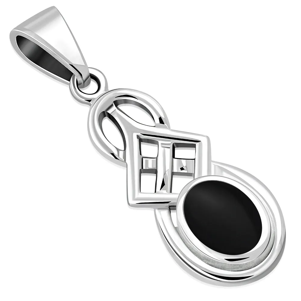 Black Onyx Celtic Knot Silver Pendant