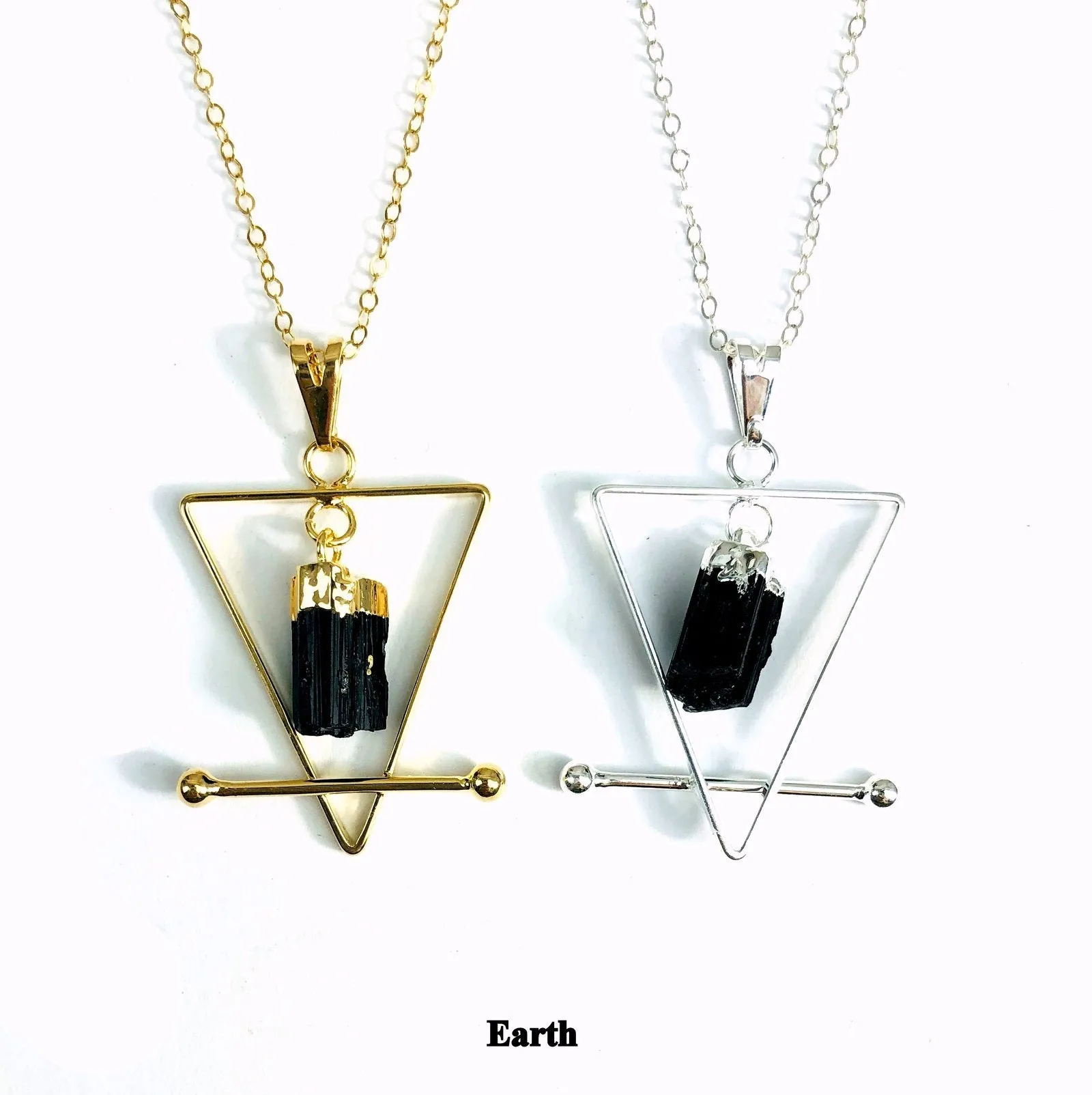 Black Tourmaline and Quartz Pendants