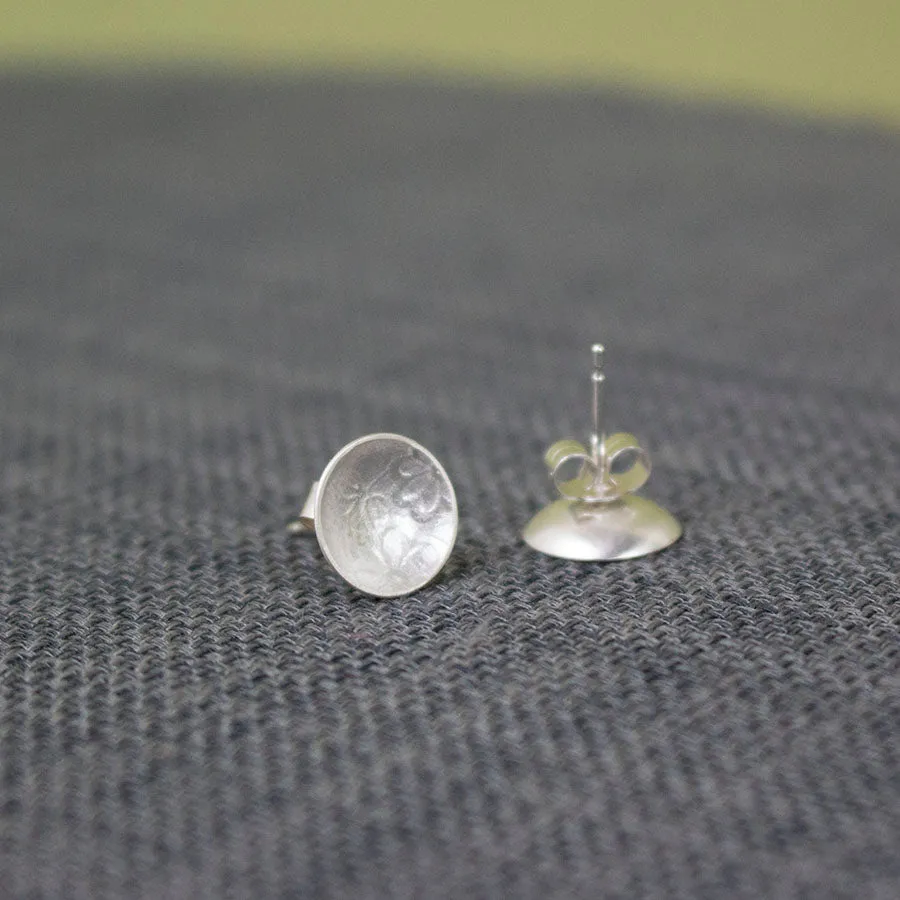 Blossom Cup Silver Stud Earrings