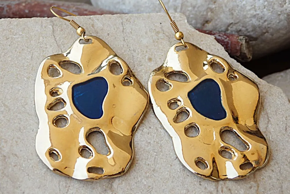 Blue Enamel Earrings