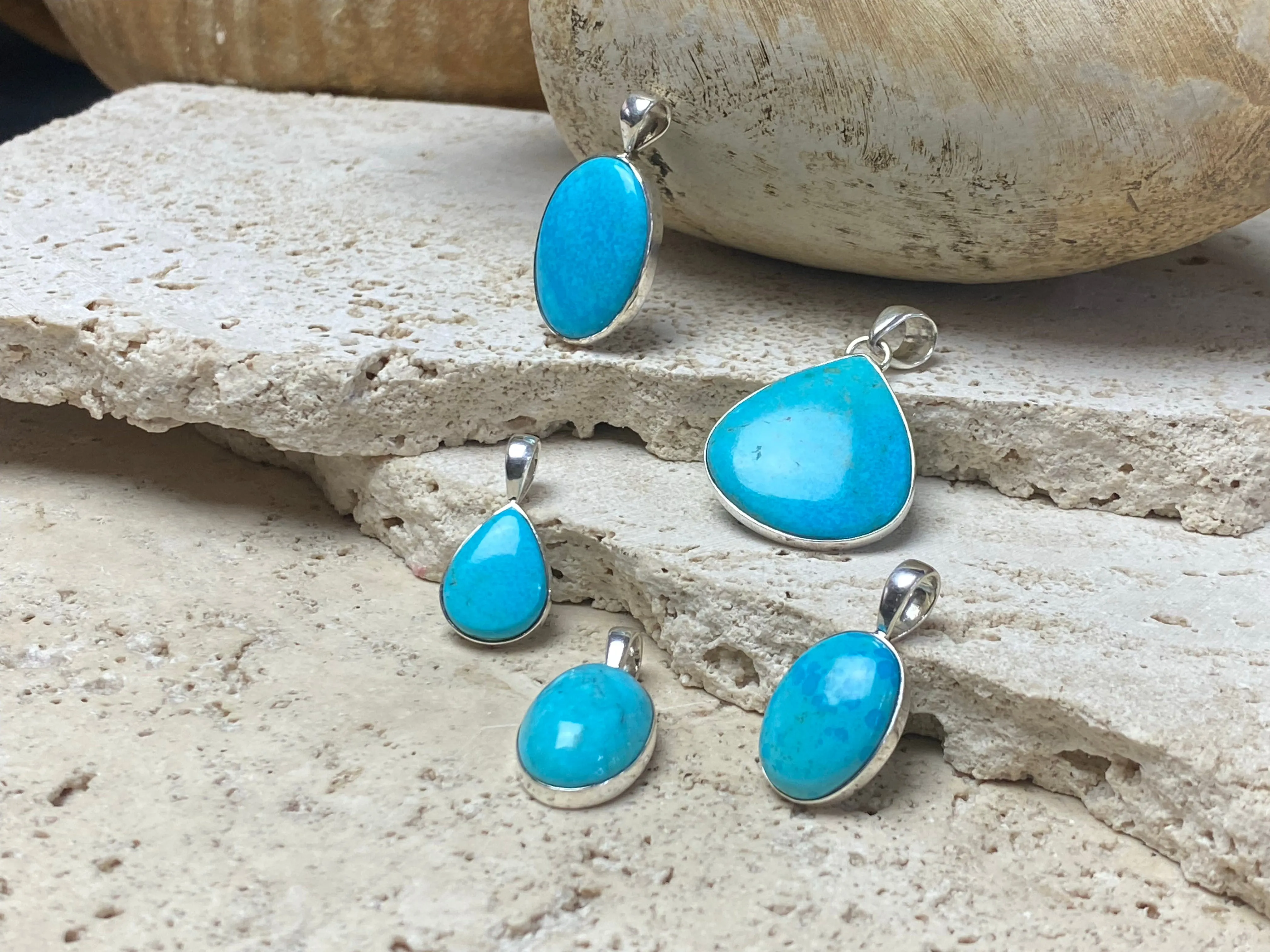 Blue Turquoise Silver Pendants