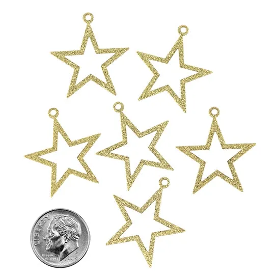 Brass Pendants - Star - 18k Gold Plated - Pkg/6