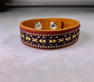 Brown Stitched Leather Bracelet