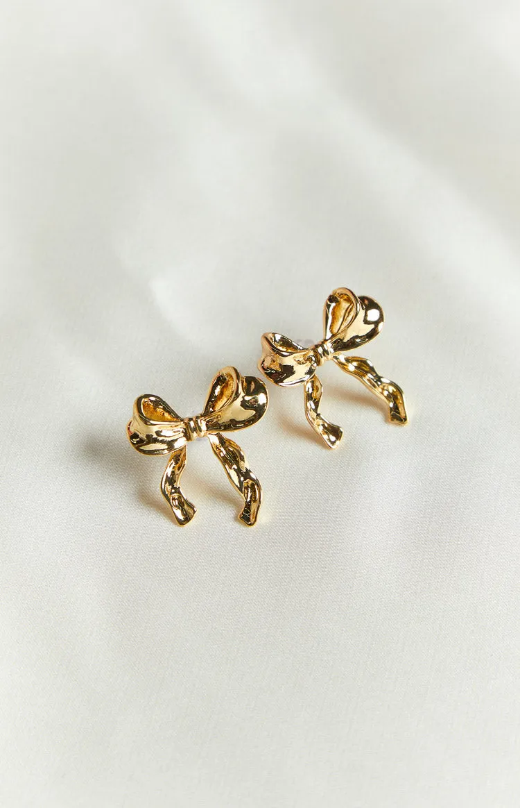 Calista Gold Bow Earrings