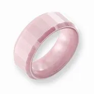 Ceramic Pink Faceted 8mm Polished Wedding Band Ring