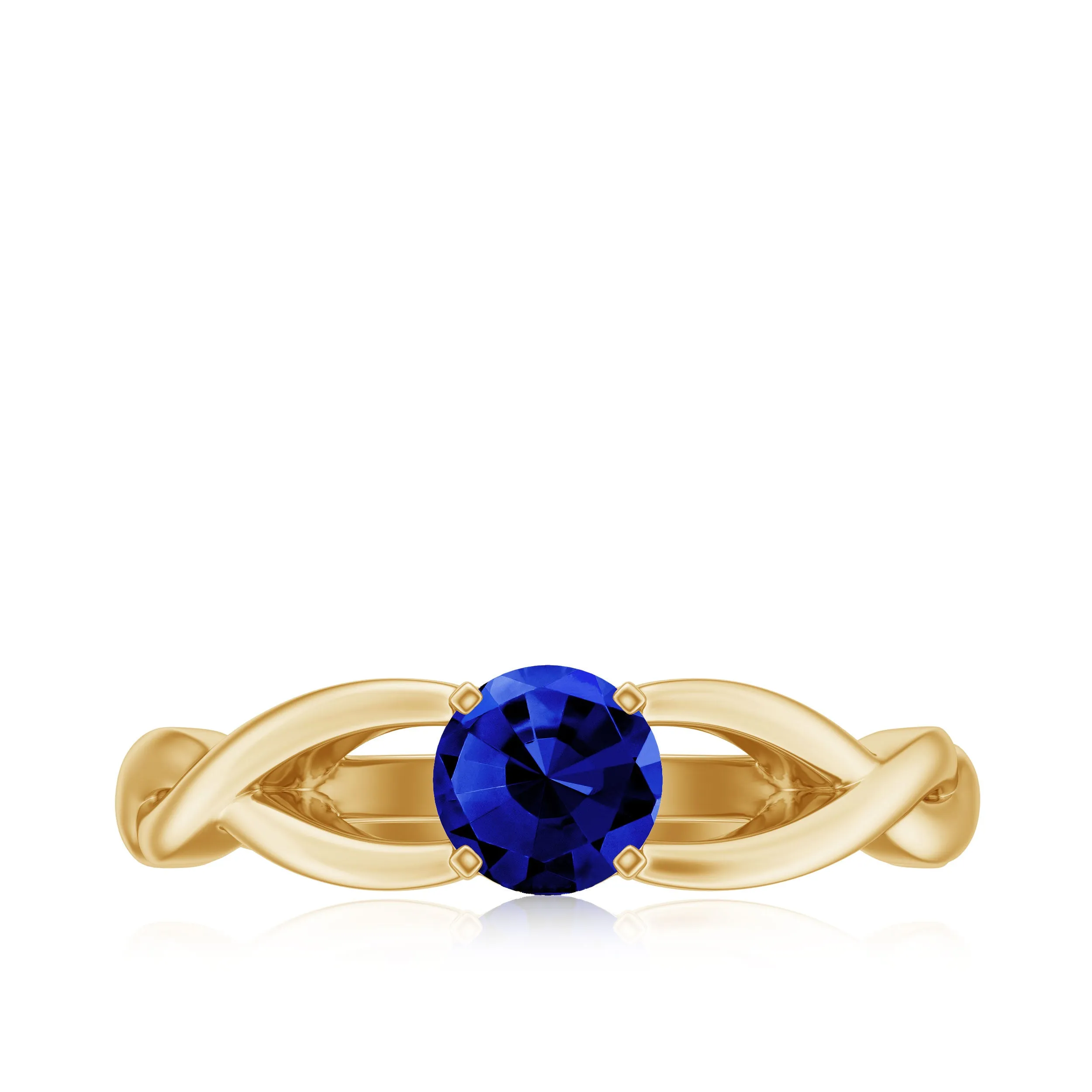 Certified Lab Created Blue Sapphire Solitaire Ring with Surprise Diamond