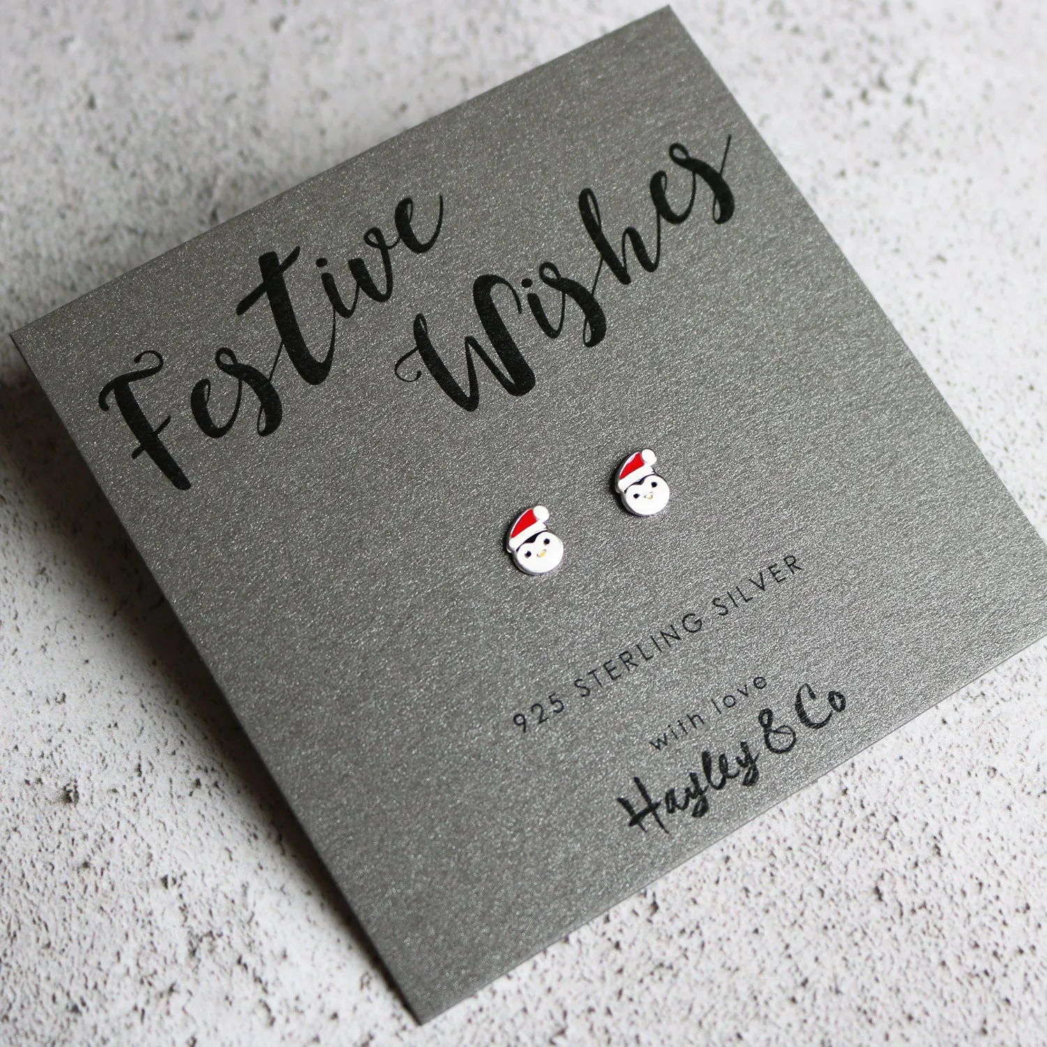 Christmas Penguin Sterling Silver Earrings