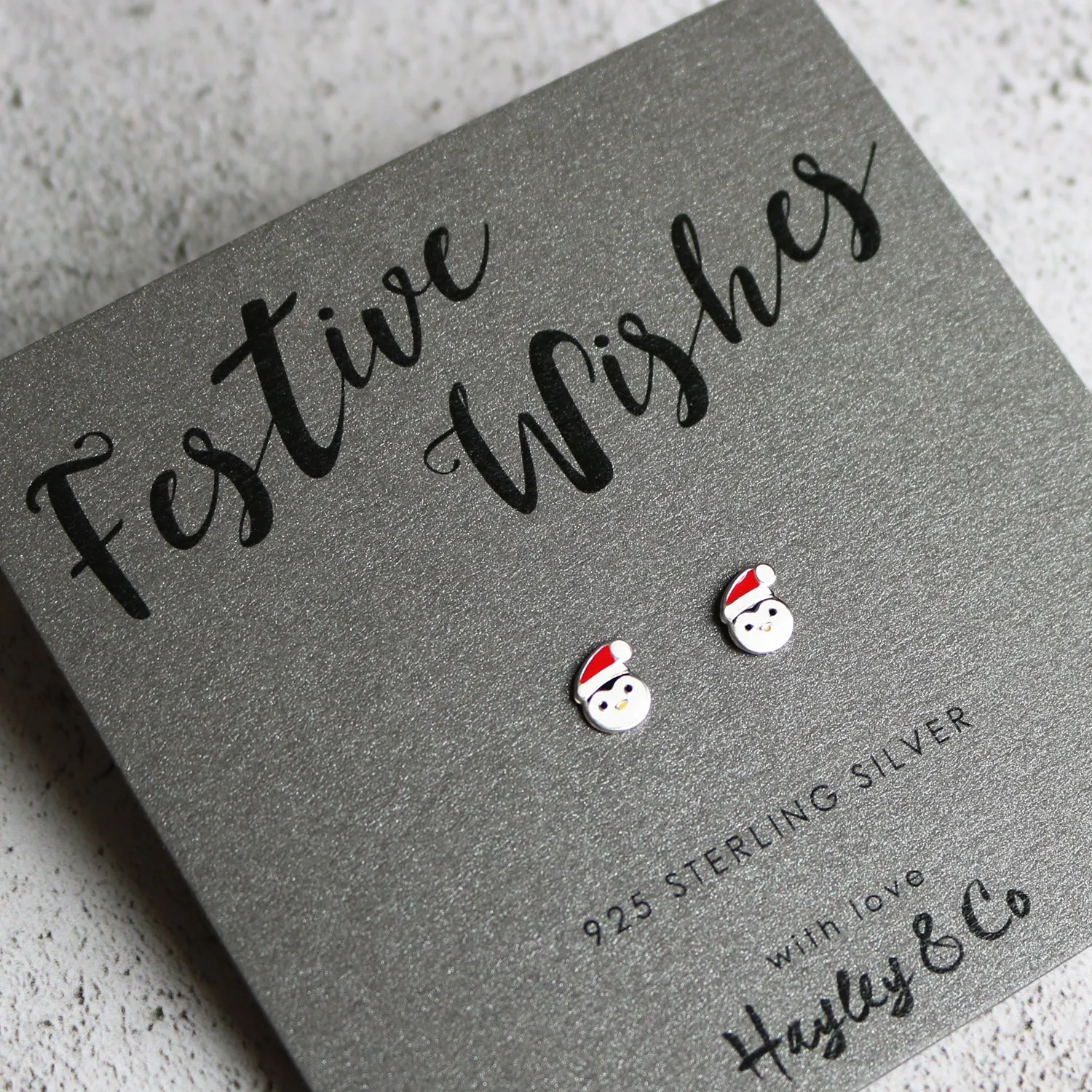 Christmas Penguin Sterling Silver Earrings