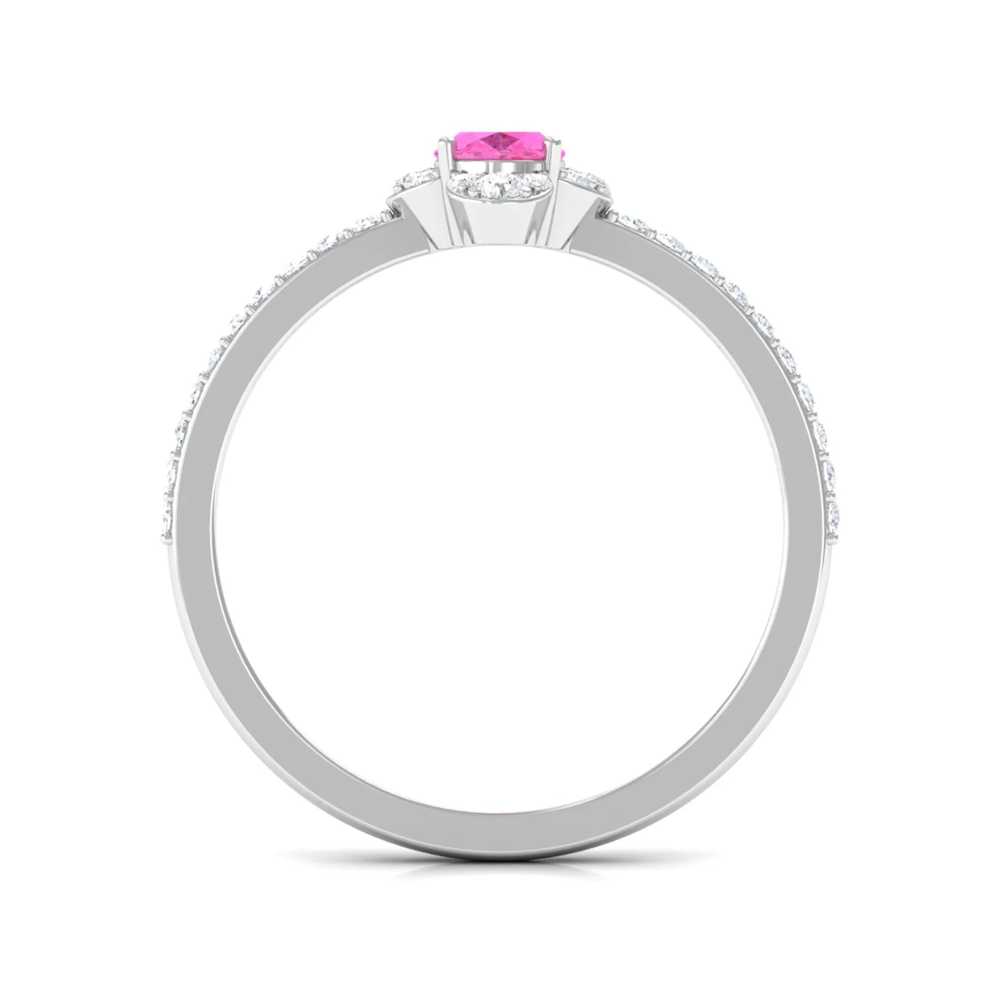 Classic Pink Sapphire Oval Engagement Ring with Diamond