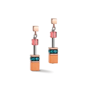 Coeur De Lion GeoCUBE® Iconic Rose Gold and Multicolour Expressive Earrings