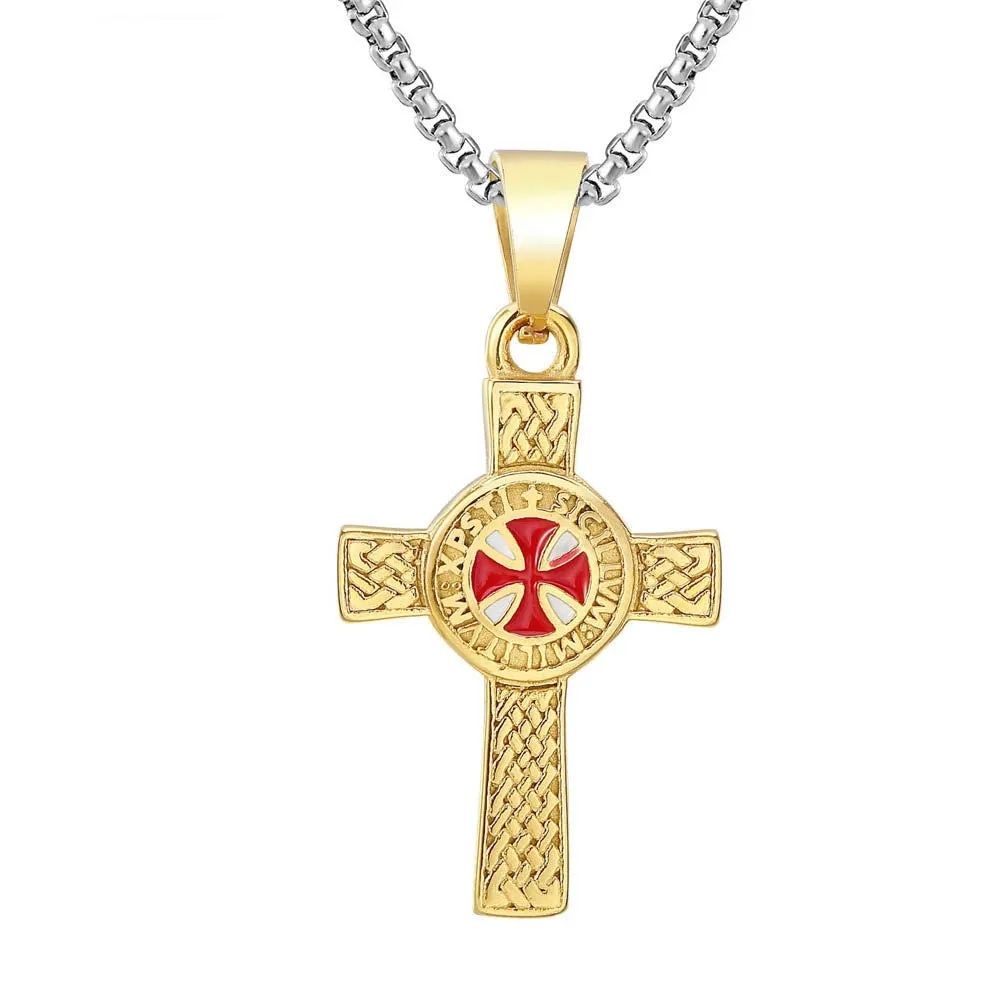 Cross Pendant Knights Templar Irish Knot Necklace