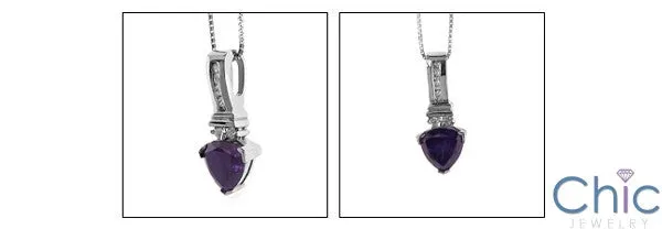 Cubic Zirconia Cz 1.5 Trillion Amethyst Ct Pave Bail Pendant