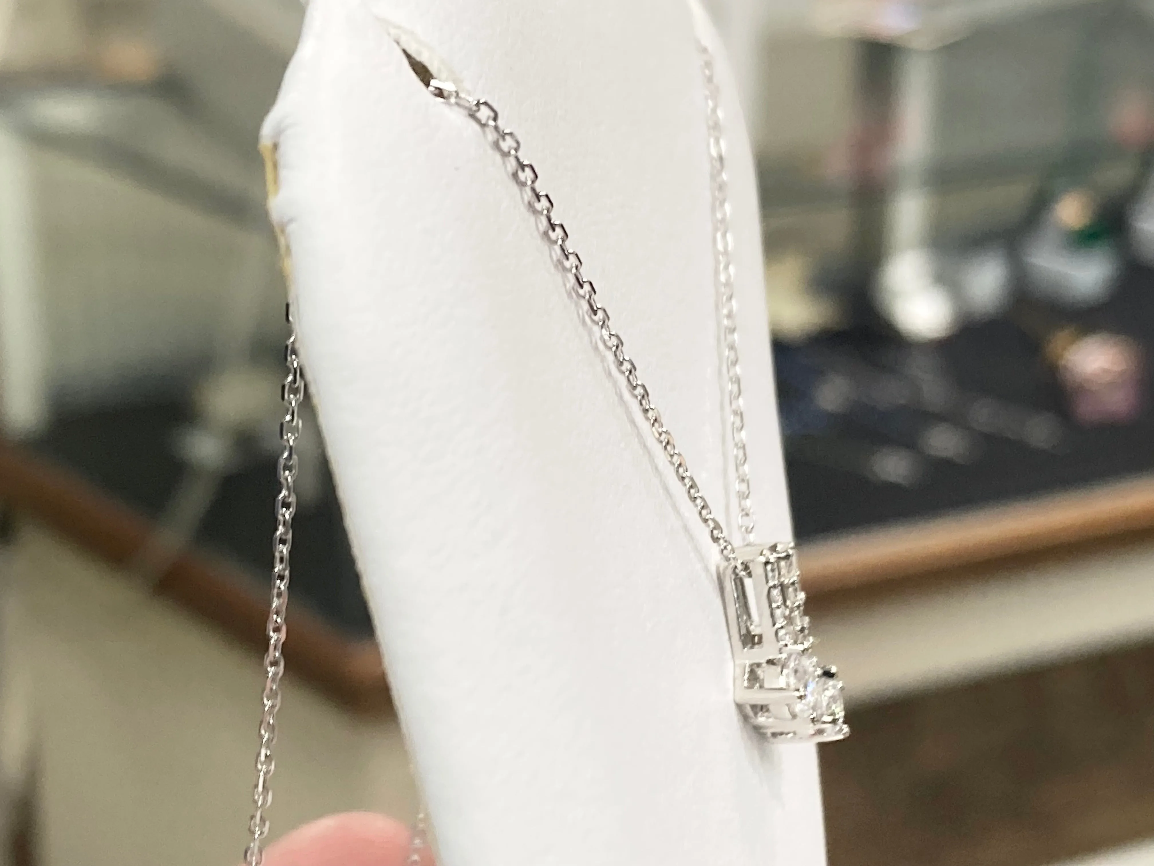 Cubic Zirconia Silver Adjustable Necklace